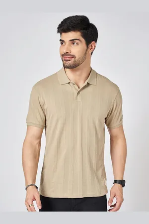 PEOPLE Men Solid Polo Collar Cotton T-shirt