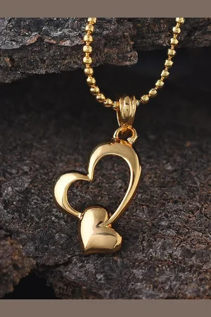 Tistabene Women Gold-Plated Heart Shaped Pendant With Chain