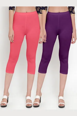 GRACIT Women Set Of 2 Pink & Purple Cotton Slim Fit Capris