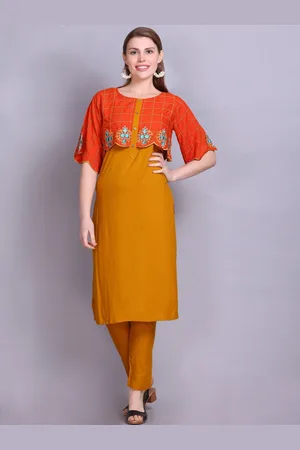 Elthia Round Neck Floral Embroidered Regular Thread Work Pure Cotton Kurta with Trouser