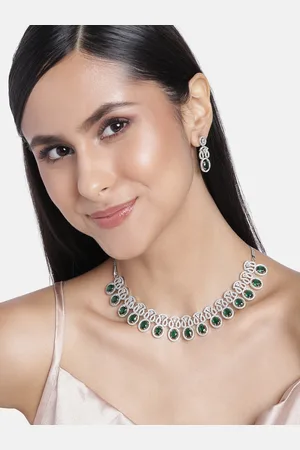 ESTELE Rhodium-Plated Cubic Zirconia Jewellery Set