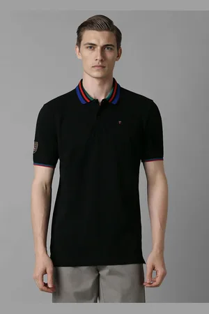Louis Philippe Men Solid Polo Collar Cotton Slim Fit Tshirt