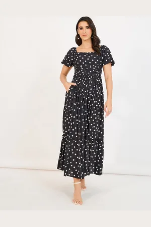 Styli Women Polka Dot Printed A-Lline Maxi Dress