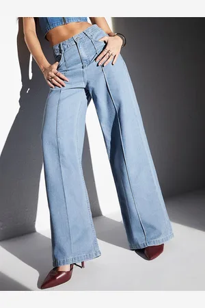 Miss Chase Women Straight Fit High-Rise Heavy Fade Stretchable Jeans