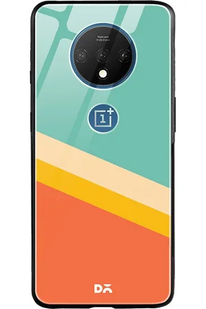 DailyObjects Green & Orange Tropical Angles OnePlus 7T Glass Case