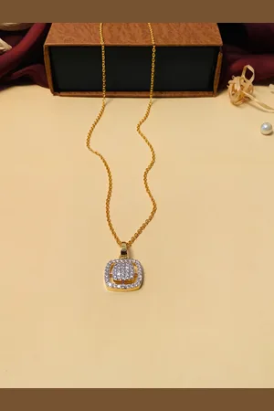 ABDESIGNS Gold-Plated AD-Studded Pendant & Chain