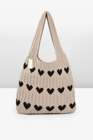 DressBerry Heart Crocheted Shopper Tote Bag