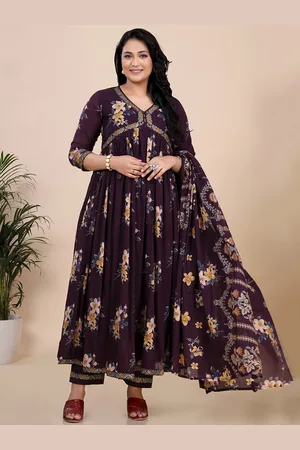 Amchoor Floral Printed Regular Anarkali Kurta With Trousers & Dupatta