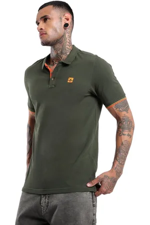 WROGN Men Solid Polo Collar Pure Cotton Slim Fit T-shirt