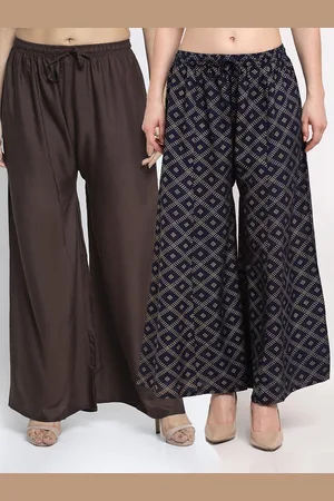 GRACIT Women Pack Of 2 Brown & Navy Blue Printed Palazzos
