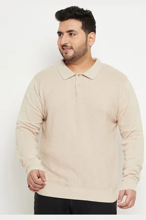 Club York Plus Size Self Design Polo Collar Pullover Sweater