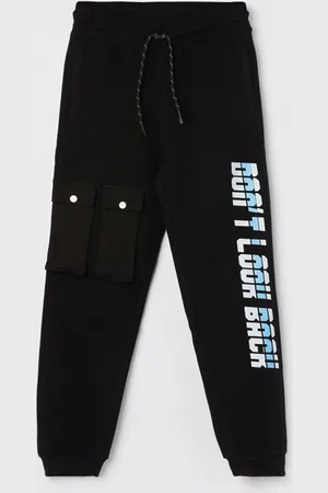 Lifestyle Boys Typography Printed Pure Cotton Mid Rise Joggers