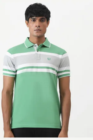 Greenfibre Men Striped Polo Collar Slim Fit Casual T-Shirt