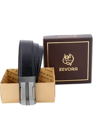 ZEVORA Men Textured Leather Reversible Belt