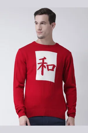 Club York Men Red Printed Sweater
