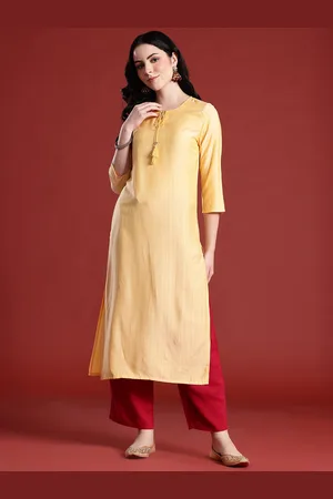 Anouk Tie-Up Neck Striped Kurta