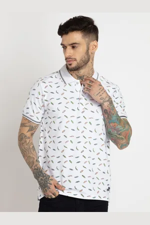 Status Quo Men Printed Polo Collar Cotton T-shirt