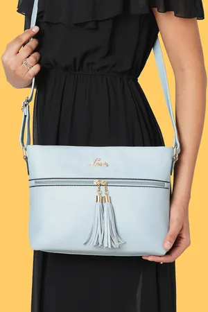 LAVIE Blue PU Structured Sling Bag with Tasselled