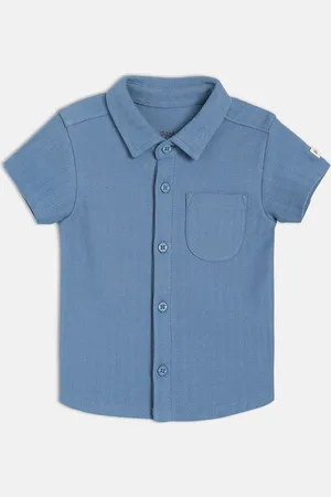 MINI KLUB Boys Spread Collar Textured Cotton Casual Shirt