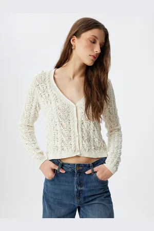 Koton Women Open Knit Crop Cardigan