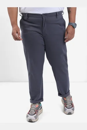 Highlander Men Grey Plus Size Slim Fit Trousers