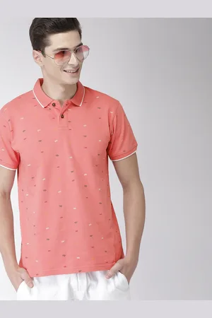 Mast & Harbour Mast Harbour Men Peach-Coloured Printed Polo Collar Pure Cotton T-shirt
