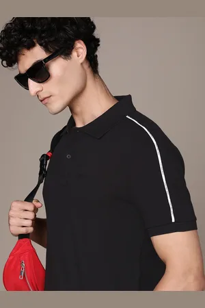 Calvin Klein Men Pure Cotton Polo Collar T-shirt With Piping Detail On Sleeves