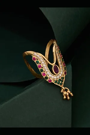 ATIBELLE Gold-Plated Cubic Zirconia Stone Studded Finger Ring