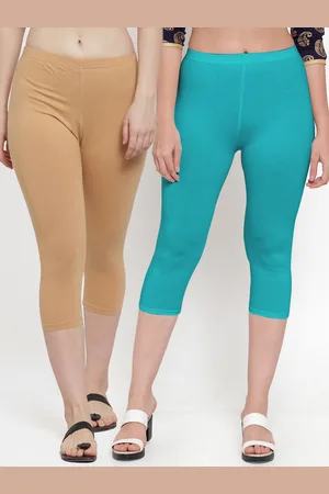 GRACIT Women Set of 2 Beige & Blue Capris