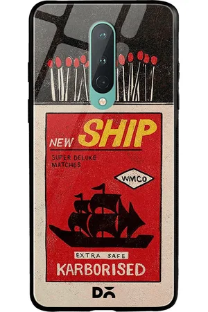 DailyObjects Black & Red New Ship Matchbox OnePlus 8 Glass Case