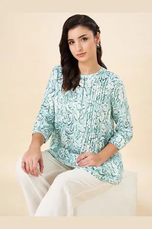 Pantaloons Women Mandarin Collar Printed Tunic