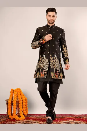 Wintage Woven Design Single-Breasted Banarasi Cotton Bandhgala Blazers
