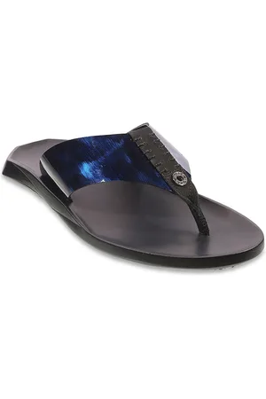 Metro Men Navy Blue Leather Comfort Sandals