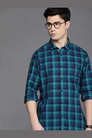 Louis Philippe Slim Fit Tartan Checks Opaque Casual Shirt With Chest Pocket