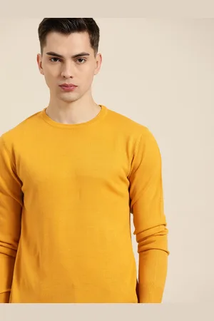 Invictus Men Mustard Yellow Solid Pullover