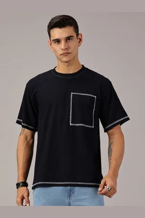 Rodzen Men Solid Round Neck Cotton Relaxed Fit T-shirt