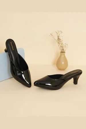 DressBerry Black Kitten Heeled Mules