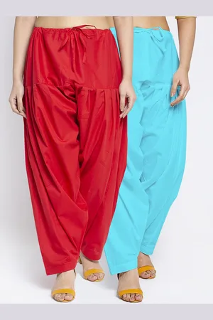 GRACIT Women Red & Blue Pack of 2 Solid Cotton Salwar