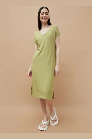 Lifestyle Women Ribbed Cotton T-shirt Dress