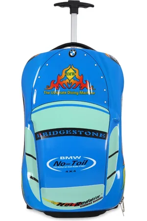 Disney Kids Blue & Green Car Printed Hard-Sided Trolley Suitcase