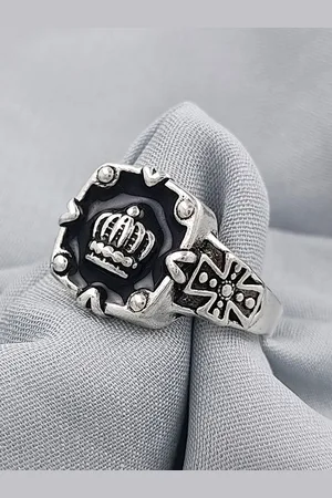 Saizen Men Stainless Steel Adjustable Funky Crown Thumb Finger Ring