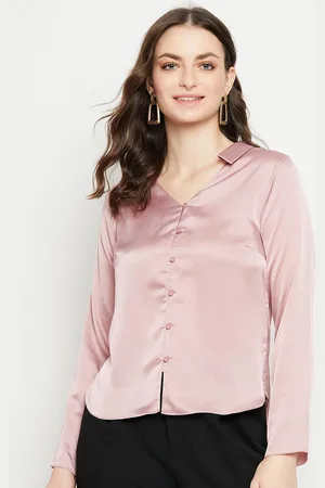 MADAME Women Spread Collar Solid Casual Shirt