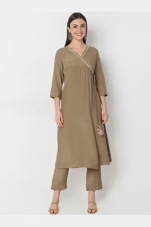 Ethnicity Thread Work Angrakha Anarkali Kurta With Trouser & Dupatta