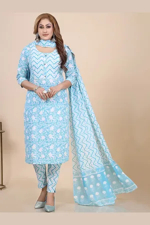 Amchoor Floral Printed Sequinned Kurti With Trouser & Dupatta