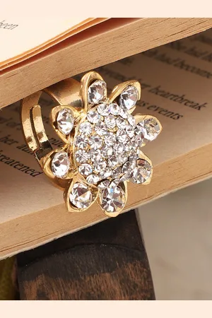 Anouk Gold Plated CZ Stone Studded Finger Ring