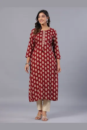 Amchoor Round Neck Floral Printed Kurta