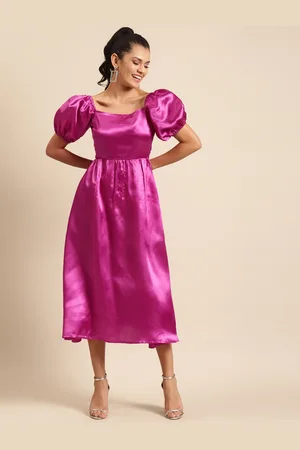 DODO & MOA Women Pink Solid A-Line Dress