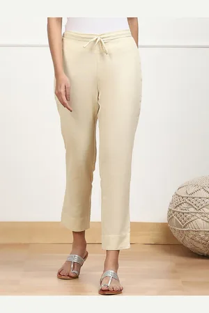 Biba Women Relaxed Low-Rise Cotton Cigarette Trousers