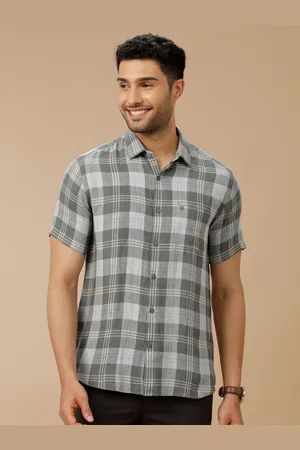 Linen Club Men Contemporary Spread Collar Slim Fit Checked Shirt