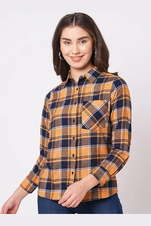 Bombay High Women Relaxed Fit Patch Pocket Check Shirt